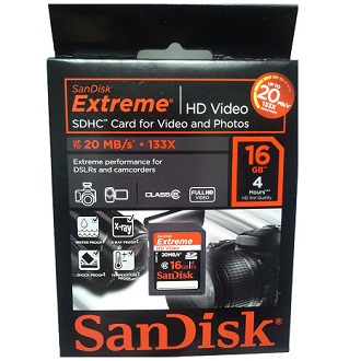  SanDisk SDHC 16GB Extreme HD VIDEO /Retail
